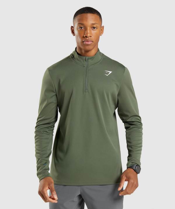 Panske Pulovre Gymshark Arrival 1/4 Zip Olivovo Zelená | TC9015324